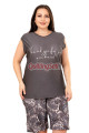 rahat ve şık kadın lady 10414 çiçek ve şal desenli füme renk büyük beden şortlu anne pijama takımı, qs-lady-10414-2xl, lady pijama takımı, Lady
