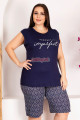 lacivert renk desenli kısa kol lady 10418 büyük beden battal boy şortlu pijama takım, qs-lady-10418-2xl, lady pijama takımı, Lady