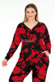 çiçek desenli uzun kollu ve önden düğmeli lady 11374 kadın büyük beden pijama takımı, battal pijama, lady-11374-2xl, büyük beden (battal boy) pijama takımları, Lady