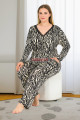 zebra desenli uzun kollu ve önden düğmeli lady 11377 kadın büyük beden pijama takımı, battal pijama, lady-11377-2xl, büyük beden (battal boy) pijama takımları, Lady