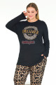 siyah renkli leopar desenli ve uzun kollu lady 11379 kadın büyük beden pijama takımı, battal pijama, lady-11379-2xl, büyük beden (battal boy) pijama takımları, Lady