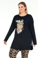siyah renkli leopar desenli uzun kollu lady 11384 kadın büyük beden pijama takımı, battal pijama, lady-11384-2xl, büyük beden (battal boy) pijama takımları, Lady