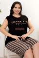 rahat ve şık kadın lady 10408 çizgi desenli siyah renk büyük beden şortlu anne pijama takımı, 8509990009847, lady pijama takımı, Lady