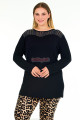 siyah renkli leopar desenli uzun kollu lady 11387 kadın büyük beden anne pijama takımı, battal pijama, 8509990005184, büyük beden (battal boy) pijama takımları, Lady