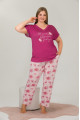 fuşya renk çiçek desenli lady 10919 kadın kısa kol büyük beden pijama takımı, lady-10919-2xl, büyük beden (battal boy) pijama takımları, LADY-10919-2XL