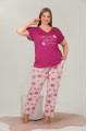 fuşya renk çiçek desenli lady 10919 kadın kısa kol büyük beden pijama takımı, lady-10919-2xl, büyük beden (battal boy) pijama takımları, Lady