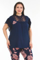 lacivert renk çiçek desenli lady 10924 kadın kısa kol büyük beden pijama takımı, lady-10924-2xl, büyük beden (battal boy) pijama takımları, Lady