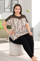 siyah - beyaz renk ve desenli lady 10931 kadın kısa kol büyük beden pijama takımı, ub-lady10931-2xl, büyük beden (battal boy) pijama takımları, Lady
