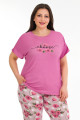 pembe renk çiçek desenli lady 10939 kadın kısa kol büyük beden pijama takımı, ub-lady10939-2xl, büyük beden (battal boy) pijama takımları, Lady