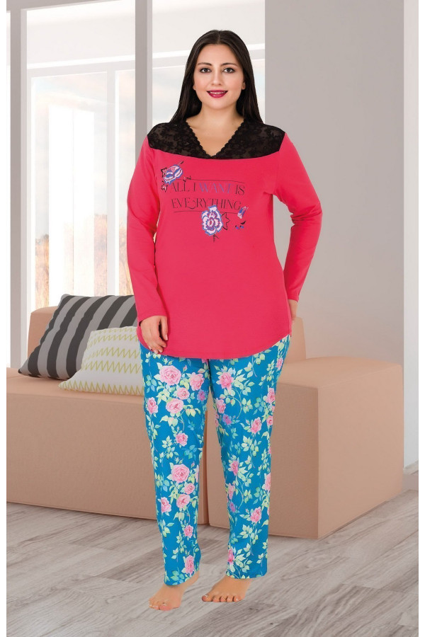 lady 182 battal büyük beden uzun kol mevsimlik pijama takımı, ladybttlpjm183, büyük beden (battal boy) pijama takımları, Lady