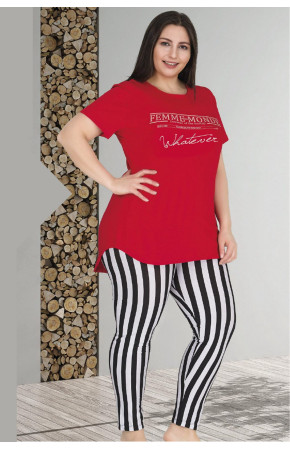 Lady 10795 Büyük Beden Penye Pijama Takımı - Kadın Battal Pijama Takımları