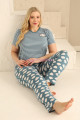 yeşil renk ve çizgi desenli p-3501 kadın teknur büyük beden anne pijama takımı, eli̇t0p3501, teknur pijama takımı, Teknur