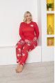 kırmızı renk ve ayıcık figürlü79041 modal kumaş teknur kadın büyük beden anne pijama takımı, teknur-79041, teknur pijama takımı, Teknur