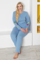 mavi renk ve kalp figürlü79074 modal kumaş teknur kadın büyük beden anne pijama takımı, teknur-79074, teknur pijama takımı, Teknur