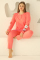 nar çiçeği renk ve ayıcık figürlü79086 modal kumaş teknur kadın büyük beden anne pijama takımı, teknur-79086, teknur pijama takımı, Teknur