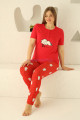 kırmızı renk ve kuzu desenli 79501 modal kısa kol teknur kadın büyük beden anne pijama takımı, tknr-79501, teknur pijama takımı, Teknur