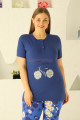 lacivert renk ve papatya desenli 79507 modal kumaş teknur kadın büyük beden anne pijama takımı, eli̇t0079507, teknur pijama takımı, Teknur