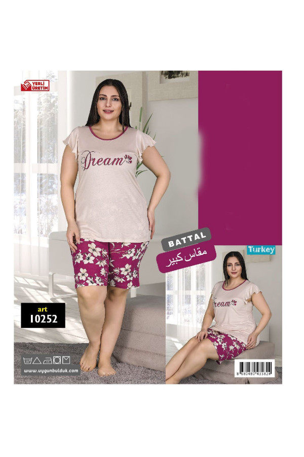 lady 10250 büyük beden battal boy şortlu pijama takım 2020 sezonu - 2xl - 3xl - 4xl beden seçenekli, ladybttlsrtl10252, lady pijama takımı