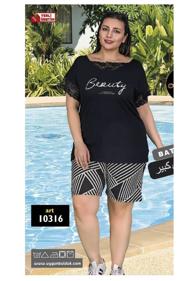 lady 10315 büyük beden battal boy şortlu pijama takım 2020 sezonu - 2xl - 3xl - 4xl beden seçenekli, ladybttlsrtl10316, lady pijama takımı, Lady