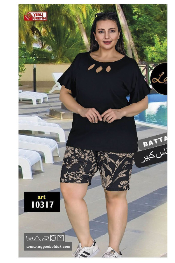 lady 10316 büyük beden battal boy şortlu pijama takım 2020 sezonu - 2xl - 3xl - 4xl beden seçenekli, ladybttlsrtl10317, lady pijama takımı, Lady