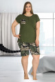 lady 10345 yeşil çiçek desenli büyük beden battal boy şortlu pijama takımı 2021 sezonu - 2xl - 3xl - 4xl beden seçenekli, ladybttlsrtl10345, lady pijama takımı, Lady