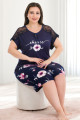lacivert renk ve desenli lady 10389 büyük beden battal boy şortlu pijama takım, lady-10389, lady pijama takımı, Lady