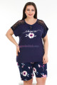 lacivert renk ve desenli lady 10389 büyük beden battal boy şortlu pijama takım, lady-10389, lady pijama takımı