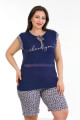 lacivert renk ve desenli lady 10394 büyük beden battal boy şortlu pijama takım, lady-10394, lady pijama takımı, Lady