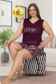 mürdüm renk ve çiçek desenli lady 10366 büyük beden şortlu pijama takımı, lady-10366, büyük beden şortlu pijama takımı, Quilling Seti