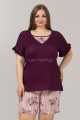 mürdüm renk ve desenli lady 10368 büyük beden şortlu pijama takımı, lady-10368, büyük beden şortlu pijama takımı, Lady