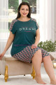 yeşil renk ve çiçek desenli lady 10388 büyük beden battal boy şortlu pijama takım, eli̇t-lady-10388-2xl, lady pijama takımı, Lady