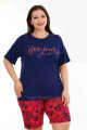 lacivert renk ve çiçek desenli lady 10395 büyük beden battal boy şortlu pijama takım, eli̇t-lady-10395-2xl, lady pijama takımı, Lady