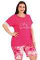 pembe renk ve çiçek desenli lady 10396 büyük beden battal boy şortlu pijama takım, lady-10396-2xl, lady pijama takımı, LADY-10396-2XL