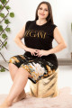 siyah renk ve çiçek desenli lady 10397 büyük beden battal boy şortlu pijama takım, ub-lady10399-2xl, lady pijama takımı, Lady