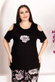 siyah renk ve çiçek desenli lady 10401 büyük beden battal boy şortlu pijama takım, ub-lady10401-2xl, lady pijama takımı, Lady