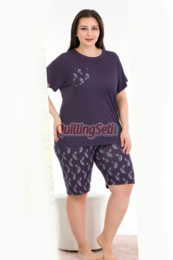 rahat ve şık kadınların tercihi lady 10386 desenli ve lacivert renkli büyük beden şortlu anne pijama takımı, qs-10386-2xl, lady pijama takımı, Lady