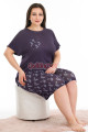 rahat ve şık kadınların tercihi lady 10386 desenli ve lacivert renkli büyük beden şortlu anne pijama takımı, qs-10386-2xl, lady pijama takımı, Lady