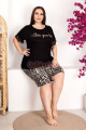 rahat ve şık kadınların tercihi lady 10400 zebra desenli ve siyah renkli büyük beden şortlu anne pijama takımı, 8509990017415, lady pijama takımı, Lady
