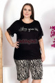 rahat ve şık kadınların tercihi lady 10400 zebra desenli ve siyah renkli büyük beden şortlu anne pijama takımı, 8509990017415, lady pijama takımı, Lady