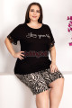 rahat ve şık kadınların tercihi lady 10400 zebra desenli ve siyah renkli büyük beden şortlu anne pijama takımı, 8509990017415, lady pijama takımı, Lady