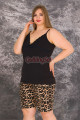rahat ve şık kadınların tercihi lady 10421 leopar desenli ve siyah renkli büyük beden şortlu anne pijama takımı, 8509990017477, lady pijama takımı, Lady