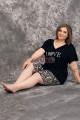 rahat ve şık kadınların tercihi lady 10422 zebra desenli ve siyah renkli büyük beden şortlu anne pijama takımı, 8509990017446, lady pijama takımı, Lady