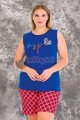 rahat ve şık kadınların tercihi lady 10426 desenli ve kırmızı mavi renkli büyük beden şortlu anne pijama takımı, 8509990017507, lady pijama takımı, Lady