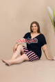 rahat ve şık kadınların tercihi lady 10427 çizgili ve siyah renkli büyük beden şortlu anne pijama takımı, 8509990021795, lady pijama takımı, Lady