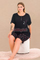 rahat ve şık kadınların tercihi lady 10440 çiçekli ve siyah renkli şortlu büyük beden anne pijama takımı, 8509990029371, lady pijama takımı, Lady