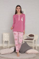 bayan pijama takımı tuba 297 - gri ve pembe renk pamuklu kışlık örme kumaş, tuba 297, bayan pijama takımı, Tuba