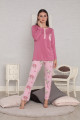 bayan pijama takımı tuba 297 - gri ve pembe renk pamuklu kışlık örme kumaş, tuba 297, bayan pijama takımı, Tuba