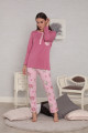 bayan pijama takımı tuba 297 - gri ve pembe renk pamuklu kışlık örme kumaş, tuba 297, bayan pijama takımı