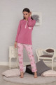 bayan pijama takımı tuba 297 - gri ve pembe renk pamuklu kışlık örme kumaş, tuba 297, bayan pijama takımı, Tuba
