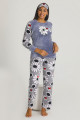 teknur 50410 gri renk 2 li welsoft polar kumaş kışlık bayan pijama takımı, teknur-50410, bayan pijama takımı, Teknur